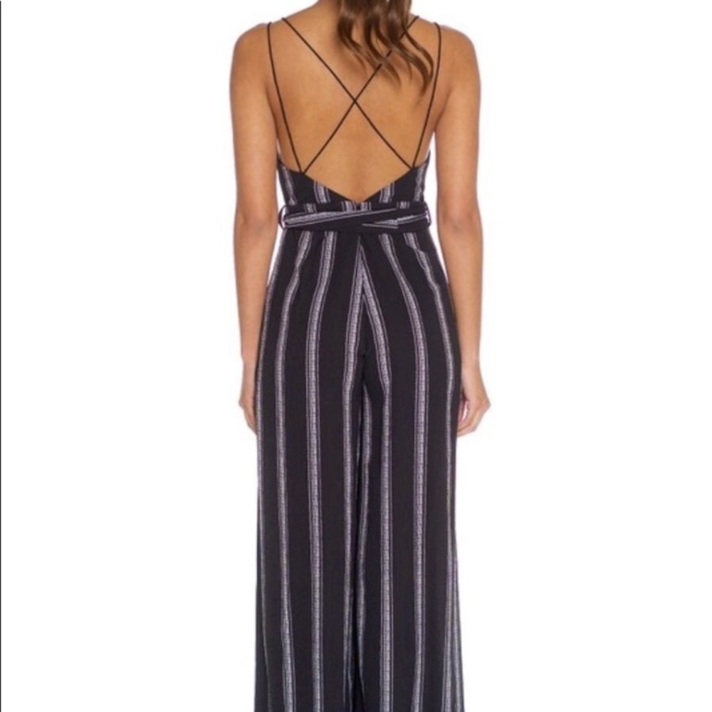 Striped Blue and White Jumpsuit - Picture 8 of 8